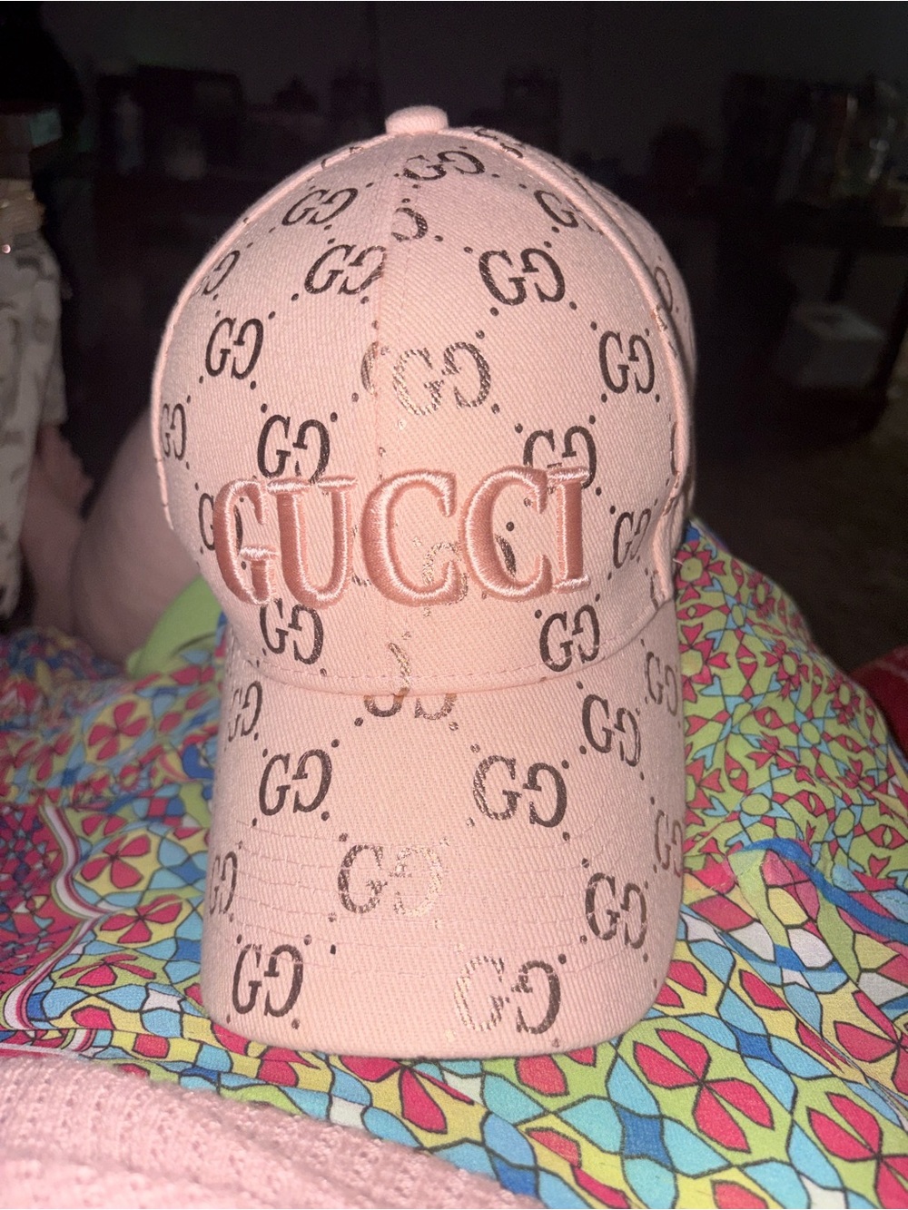 Gucci Peach Pink GG Monogram Cap